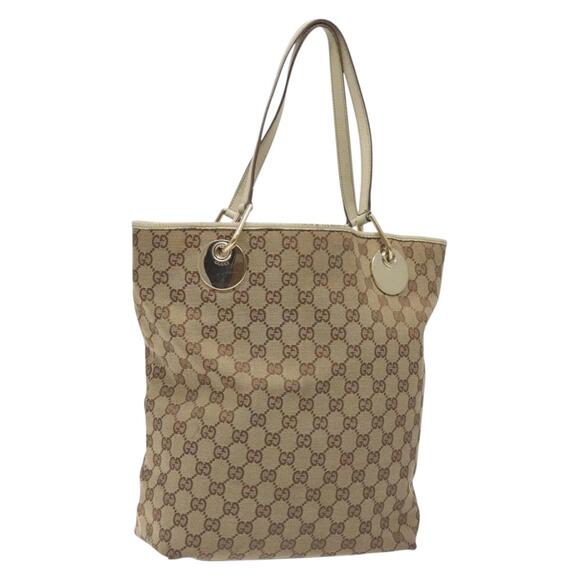 GUCCI GG Canvas Tote Bag Beige Gold - Picture 1 of 16